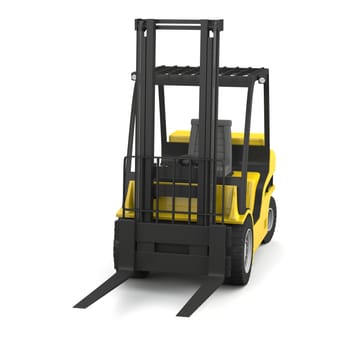 Modern yellow forklift isolated on white background