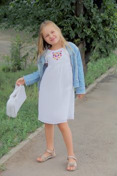 Portrait of girl with smile and makes faces