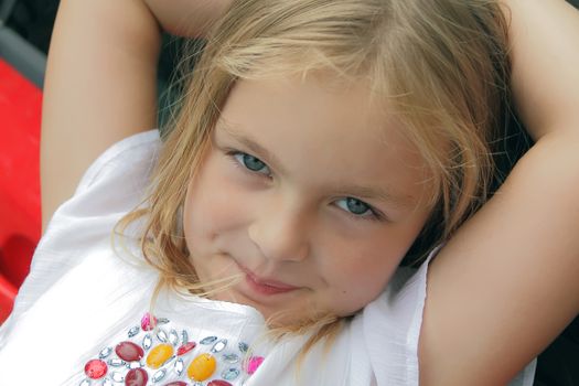Portrait of beautiful girl with blue eyes