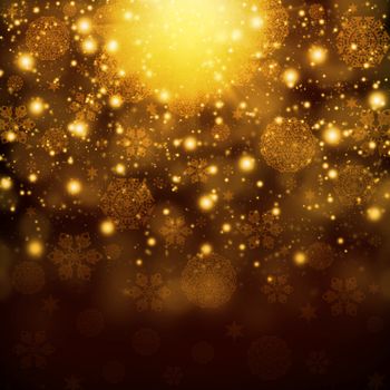 New Year's background. Snowflakes on abstract gold background