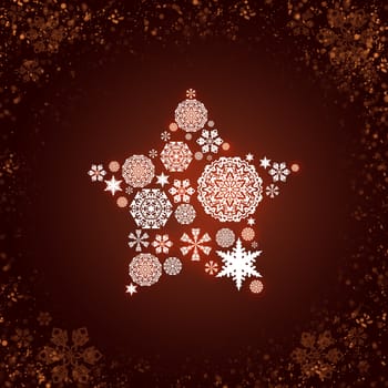 Christmas frame. White snowflakes on a dark background