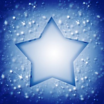 Christmas frame. White snowflakes on a blue background