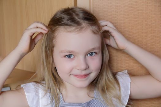 Portrait of beautiful girl with blue eyes