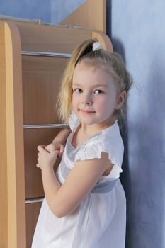 Portrait of beautiful girl with blue eyes