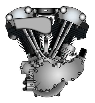 classic V-twin motorcycle engine in vector