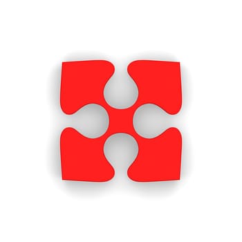 Red puzzle piece isolated on white background