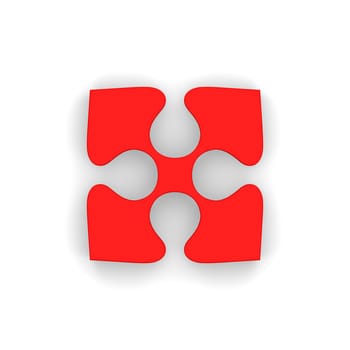 Red puzzle piece isolated on white background