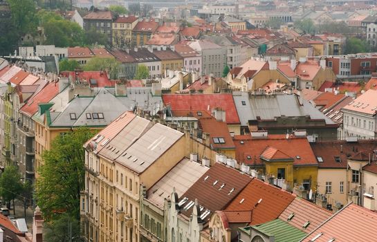 View ordinary district of Prague from a height