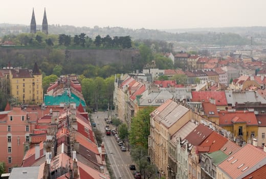 View ordinary district of Prague from a height