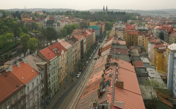 View ordinary district of Prague from a height
