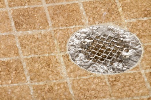 Shower draining water from getting clean