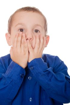  Boy with surprised or shocked expression isolated on white background