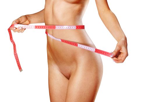 woman measuring perfect shape, beautiful healthy body