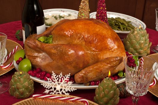 Christmas dinner with turkey