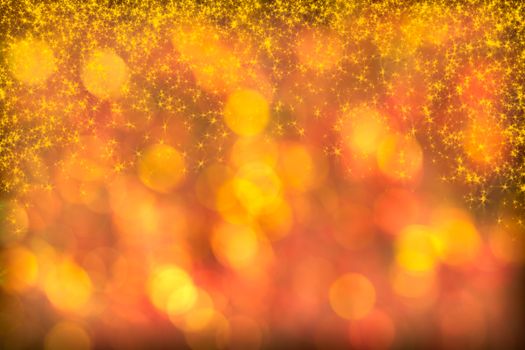 Beautiful Red and Golden Background with Starlight Twinkles and Sparkles