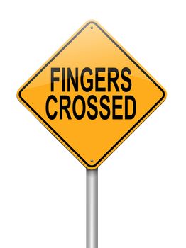 Illustration depicting a sign with a fingers crossed concept.