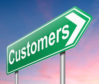 Illustration depicting a sign with a customers concept.