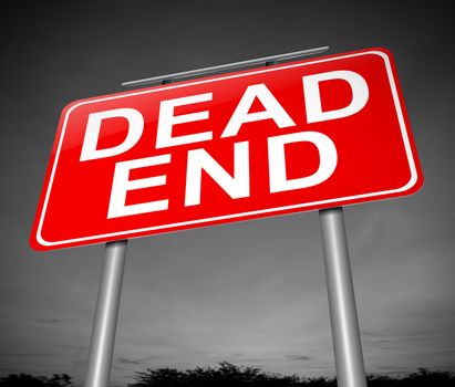 Illustration depicting a sign with a dead end concept.