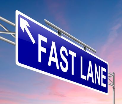 Illustration depicting a sign with a fast lane concept.