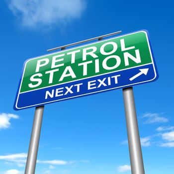 Illustration depicting a sign with a petrol station concept.