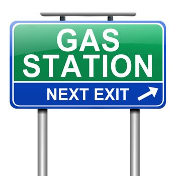 Illustration depicting a sign with a gas station concept.