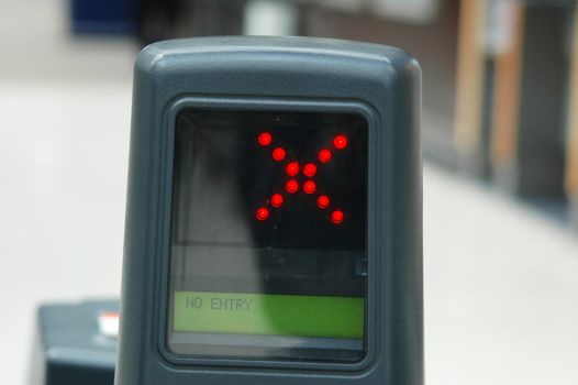 Close-up of the entry machine at the railway station