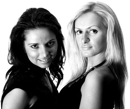 blond and brunette beautiful girl models