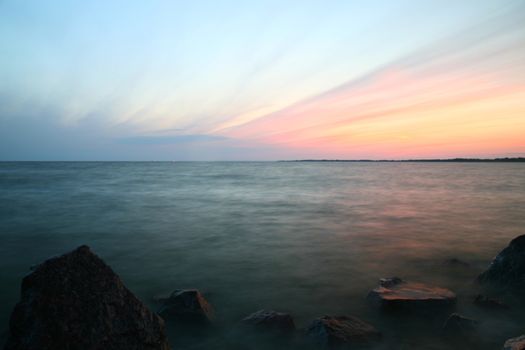 gold romantic sunset ocean water landscape