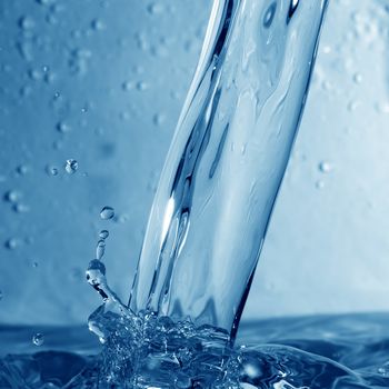 great blue water splash close up macro