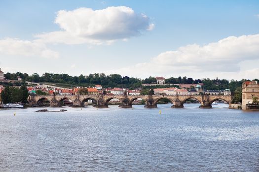 Panorama of Charles bridge, Prague, Czech Republic,,