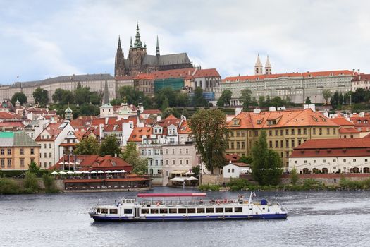 View over Prague Castle from Charles Bridge, Czech Republic,,,