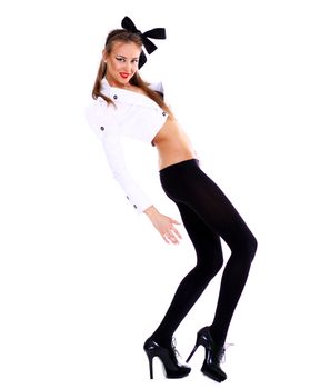 Full length of fashion model, white isolated
