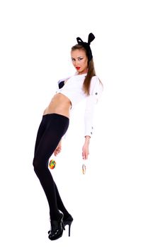 Full length of fashion model, white isolated
