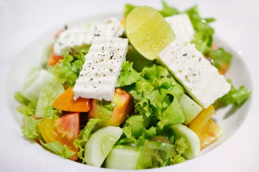 fresh vegetable salad with feta cheese