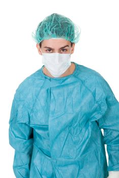 Full body studio portrait of a young male surgeon