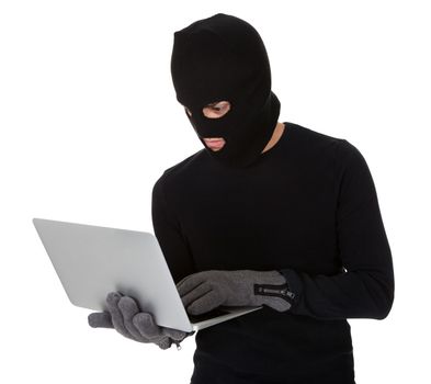 Thief in disguise stealing data from computer