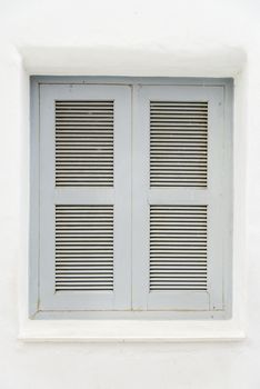 Gray wooden window on white wall2