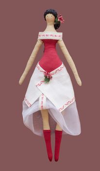 The-FS-Handmade isolated doll girl in Ukrainian folk style dress