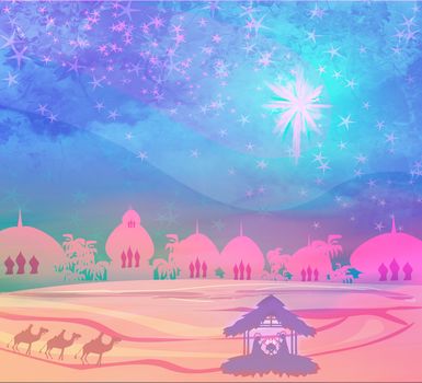 Biblical scene - birth of Jesus in Bethlehem.