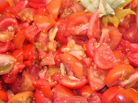 Fresh natural tomato slice to background