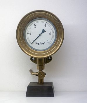 old copper manometer used in ancient beer brewery