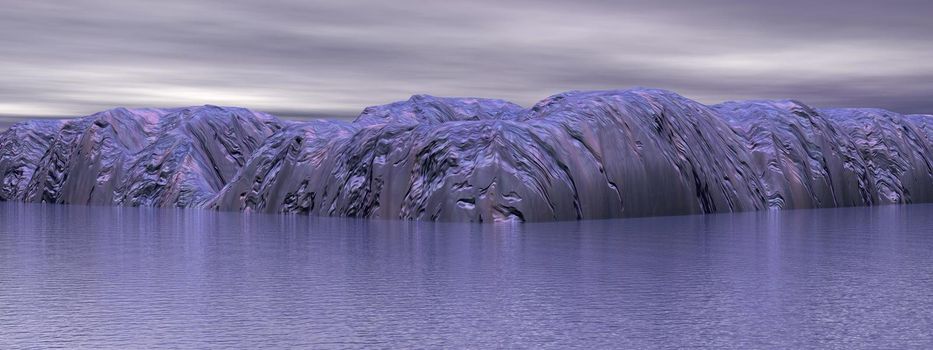 Icebergs and ocean. Peculiar landscape of the Antarctica.