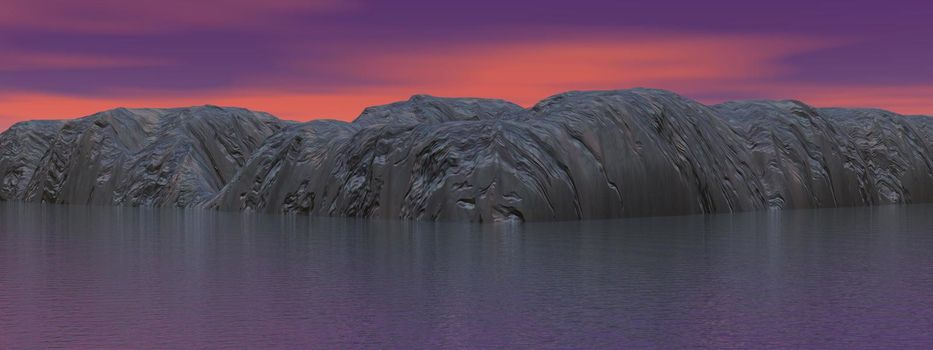 Icebergs and ocean. Peculiar landscape of the Antarctica.