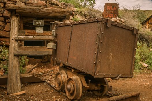 Jerome Arizona Ghost Town mine car and sign