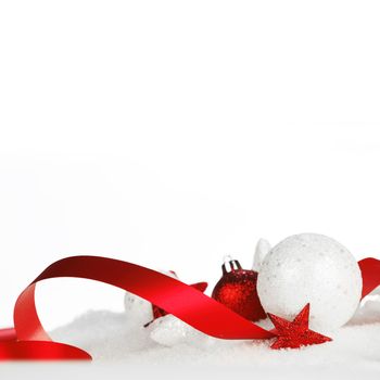 Christmas card with white and red decoration