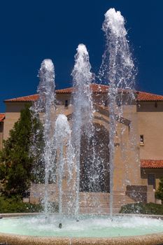 STANFORD, UNITED STATES - July 6: Stanford Hoover Tower Fountain on the campus of historic Stanford University. July 6, 2013.