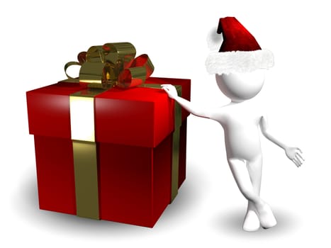 3d illustration of santa with a gift