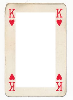 frame from old  king of heart playing card. Isolated 