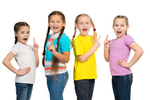 small group of girls stand in a row