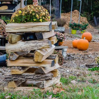 stack of firewood ready for fireplace